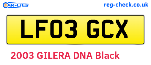 LF03GCX are the vehicle registration plates.