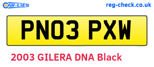 PN03PXW are the vehicle registration plates.