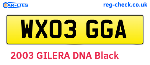 WX03GGA are the vehicle registration plates.