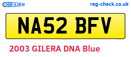 NA52BFV are the vehicle registration plates.