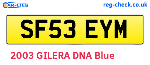 SF53EYM are the vehicle registration plates.