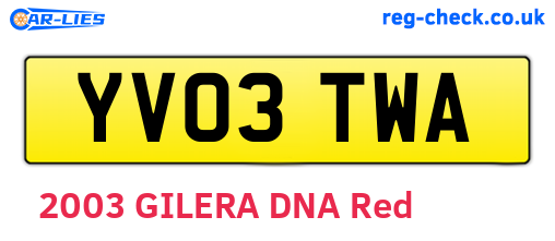 YV03TWA are the vehicle registration plates.