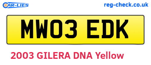 MW03EDK are the vehicle registration plates.