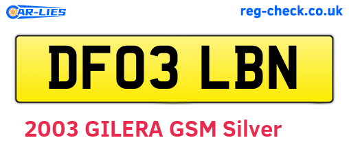 DF03LBN are the vehicle registration plates.