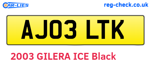 AJ03LTK are the vehicle registration plates.