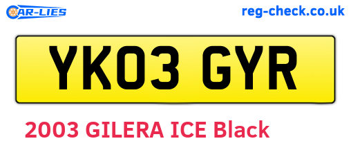 YK03GYR are the vehicle registration plates.
