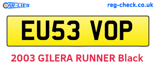 EU53VOP are the vehicle registration plates.