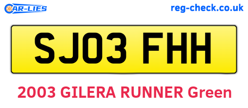 SJ03FHH are the vehicle registration plates.