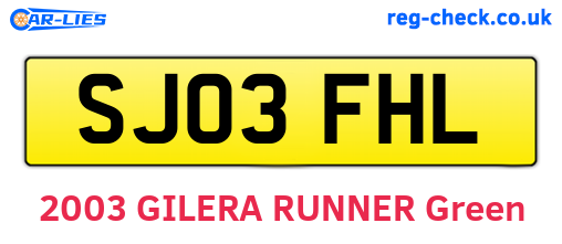 SJ03FHL are the vehicle registration plates.