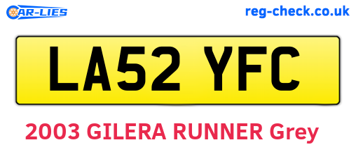 LA52YFC are the vehicle registration plates.