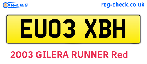 EU03XBH are the vehicle registration plates.