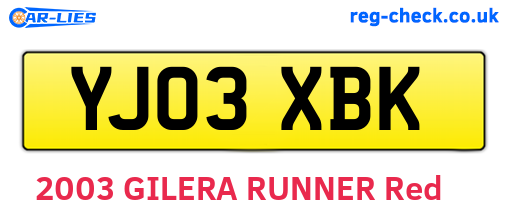 YJ03XBK are the vehicle registration plates.