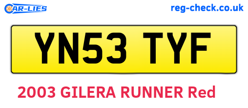 YN53TYF are the vehicle registration plates.