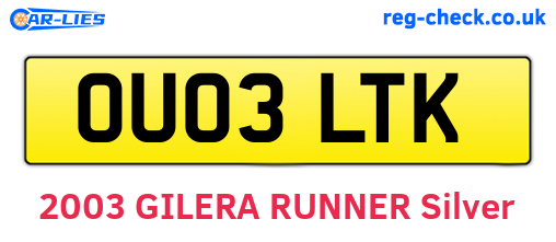 OU03LTK are the vehicle registration plates.