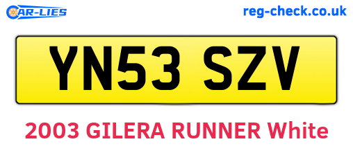 YN53SZV are the vehicle registration plates.