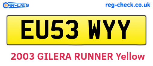 EU53WYY are the vehicle registration plates.