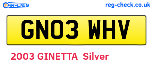 GN03WHV are the vehicle registration plates.