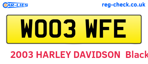 WO03WFE are the vehicle registration plates.