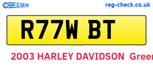 R77WBT are the vehicle registration plates.