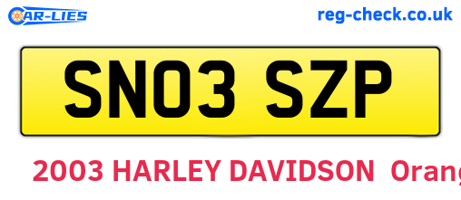 SN03SZP are the vehicle registration plates.