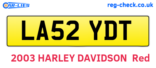 LA52YDT are the vehicle registration plates.