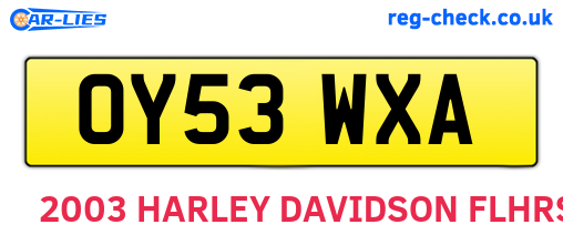 OY53WXA are the vehicle registration plates.