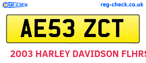 AE53ZCT are the vehicle registration plates.