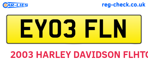 EY03FLN are the vehicle registration plates.