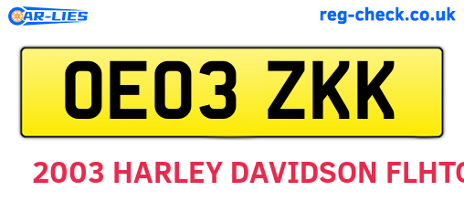 OE03ZKK are the vehicle registration plates.