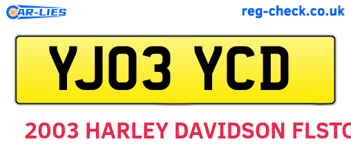 YJ03YCD are the vehicle registration plates.