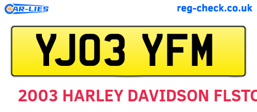 YJ03YFM are the vehicle registration plates.