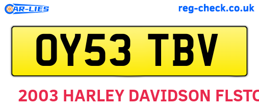 OY53TBV are the vehicle registration plates.