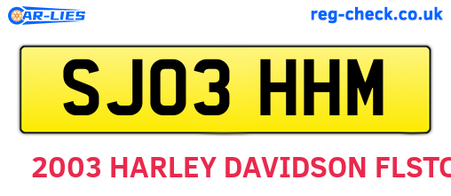 SJ03HHM are the vehicle registration plates.