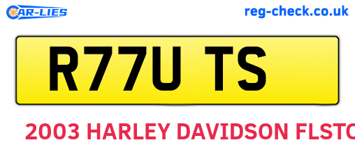 R77UTS are the vehicle registration plates.