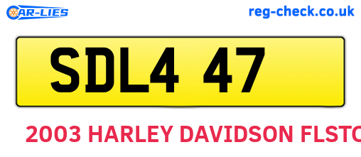 SDL447 are the vehicle registration plates.
