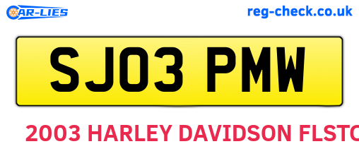 SJ03PMW are the vehicle registration plates.