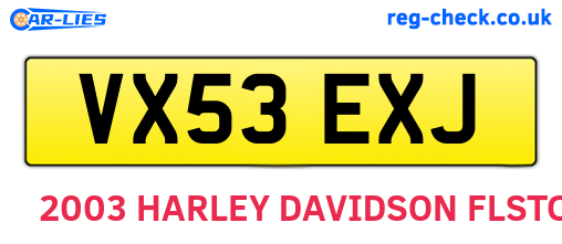 VX53EXJ are the vehicle registration plates.