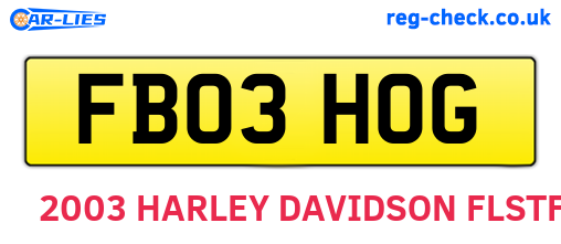 FB03HOG are the vehicle registration plates.