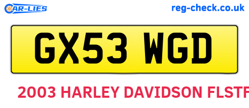 GX53WGD are the vehicle registration plates.