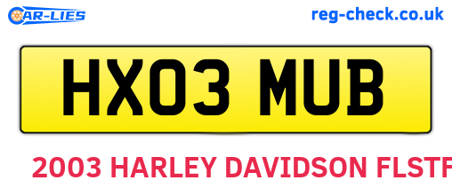 HX03MUB are the vehicle registration plates.