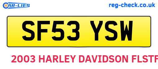 SF53YSW are the vehicle registration plates.