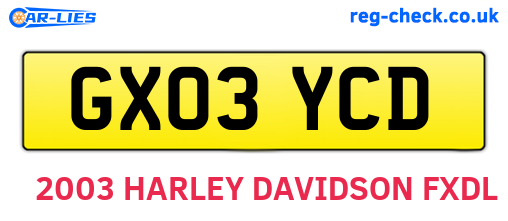 GX03YCD are the vehicle registration plates.