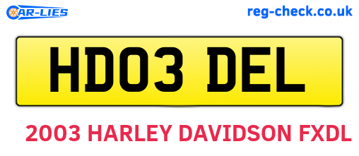 HD03DEL are the vehicle registration plates.