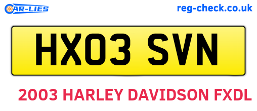 HX03SVN are the vehicle registration plates.
