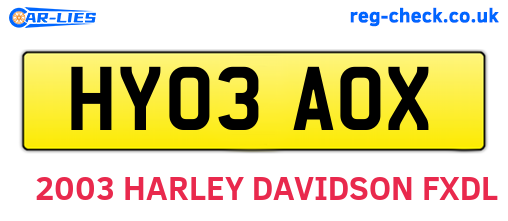 HY03AOX are the vehicle registration plates.