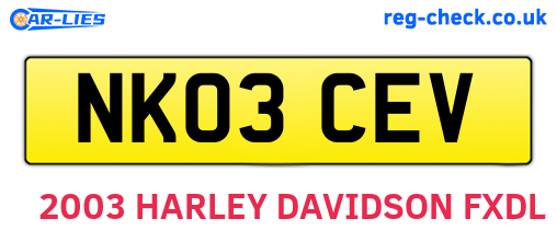 NK03CEV are the vehicle registration plates.