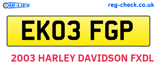 EK03FGP are the vehicle registration plates.