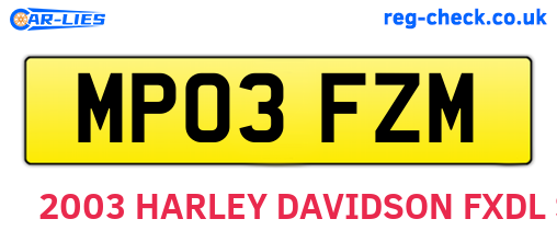 MP03FZM are the vehicle registration plates.