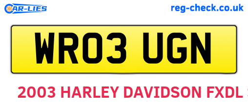 WR03UGN are the vehicle registration plates.