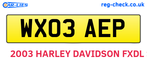 WX03AEP are the vehicle registration plates.